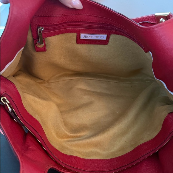 Jimmy Choo Vibrant Red Leather Shoulder Bag with Gold Hardware - Picture 9 of 11